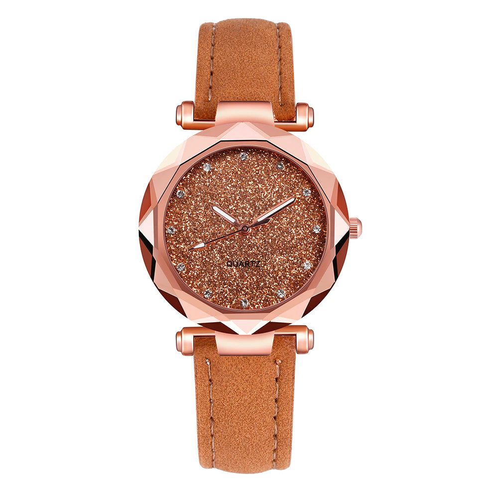 Ladies Fashion Korean Rhinestone Rose Gold Quartz Watch Female Belt Watch Women'S Watches Fashion Clock Watch Women Watches #Vk